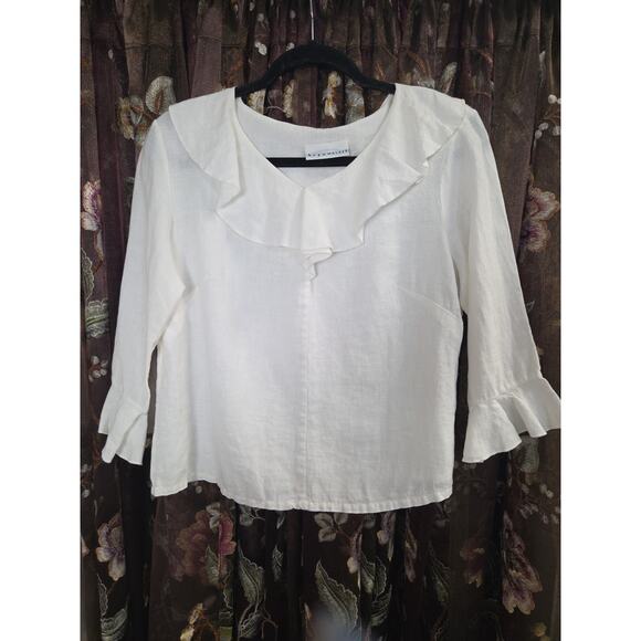 Bryn Walker Ruffle Linen Top Medium - Picture 2 of 15